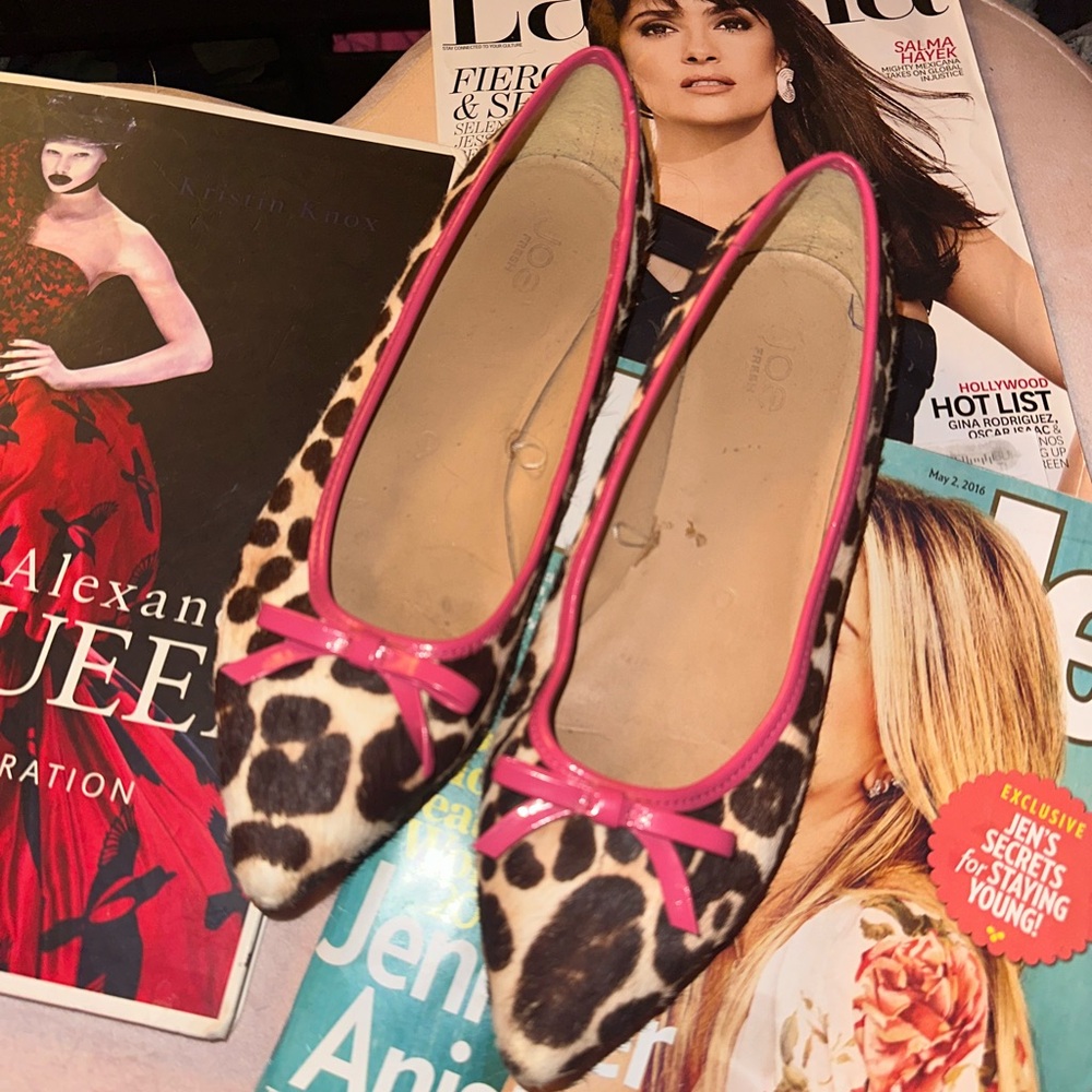 Leopard Print Ballet Flats with Pink Trim